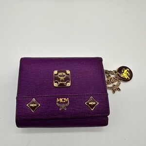 MCM Violet Wallet with Gold Details